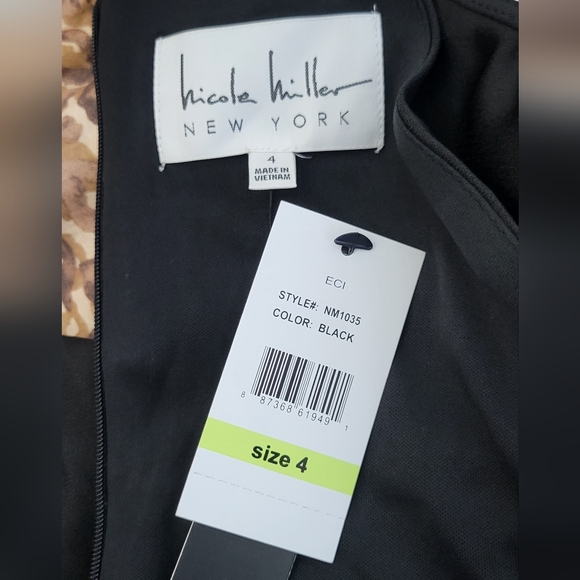 Nicole Miller New York Black Tiered Cold-Shoulder Shift Dress Womens Size 4 - Picture 2 of 4